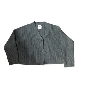 Abercrombie & Fitch Gray Ribbed Knit Button Front Cardigan Sweater Women Medium